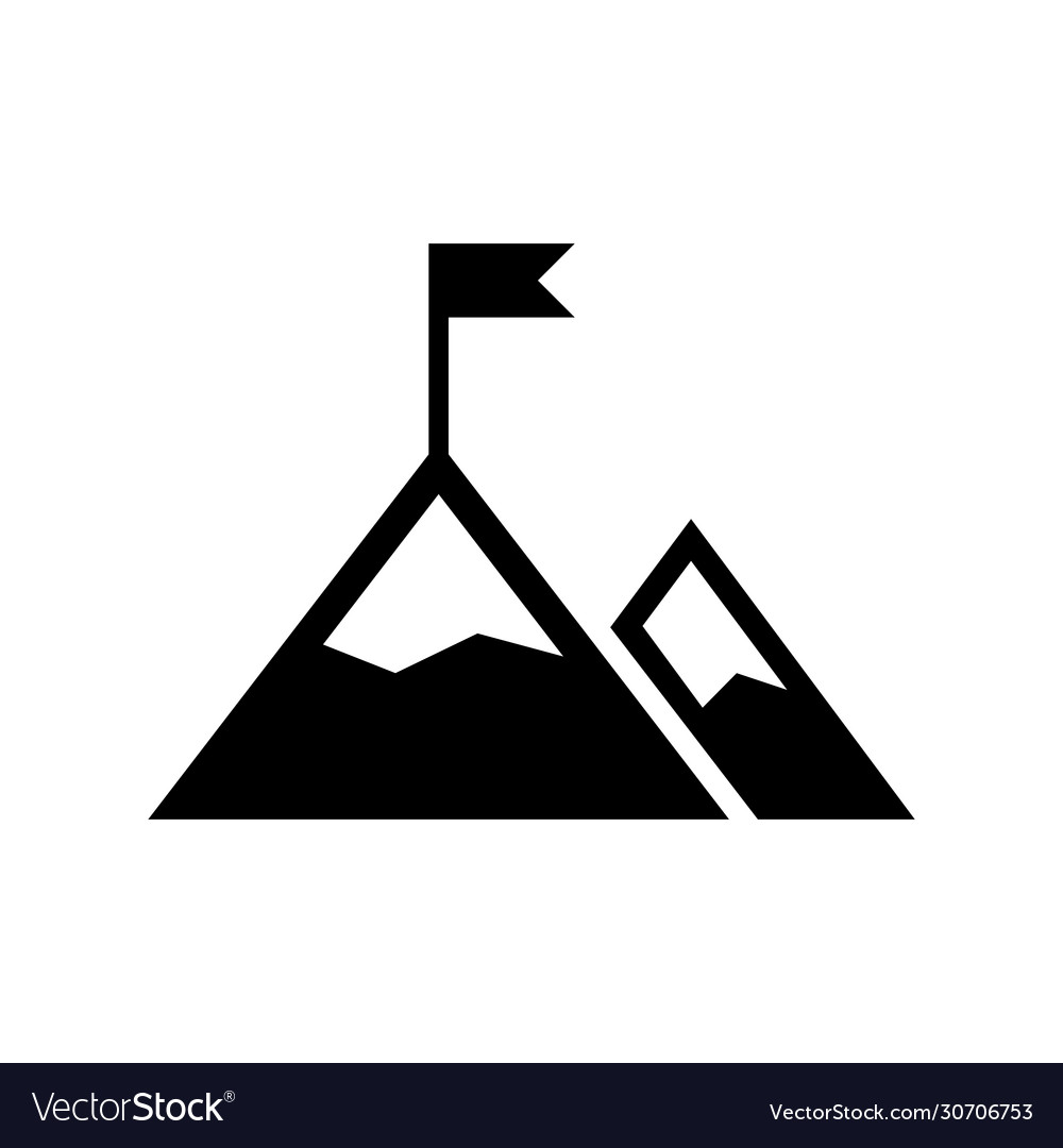 Bergziel Icon mit Flagge