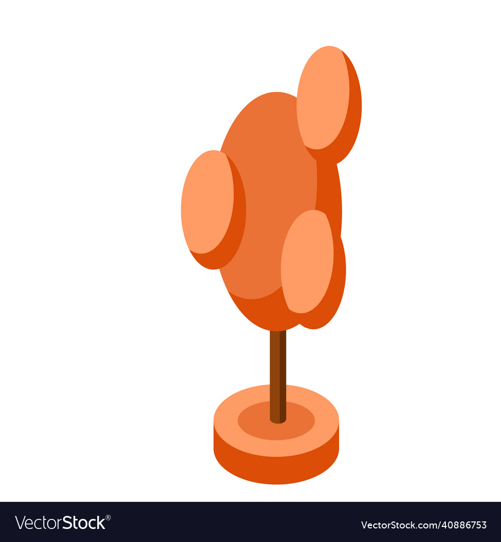 Orange autumn isometric tree element for game vector image Orange autumn isometric tree element for game