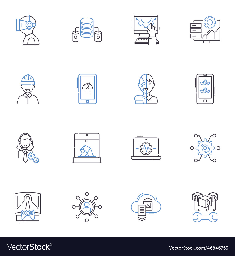 Predictive analytics line icons collection vector image Predictive analytics line icons collection