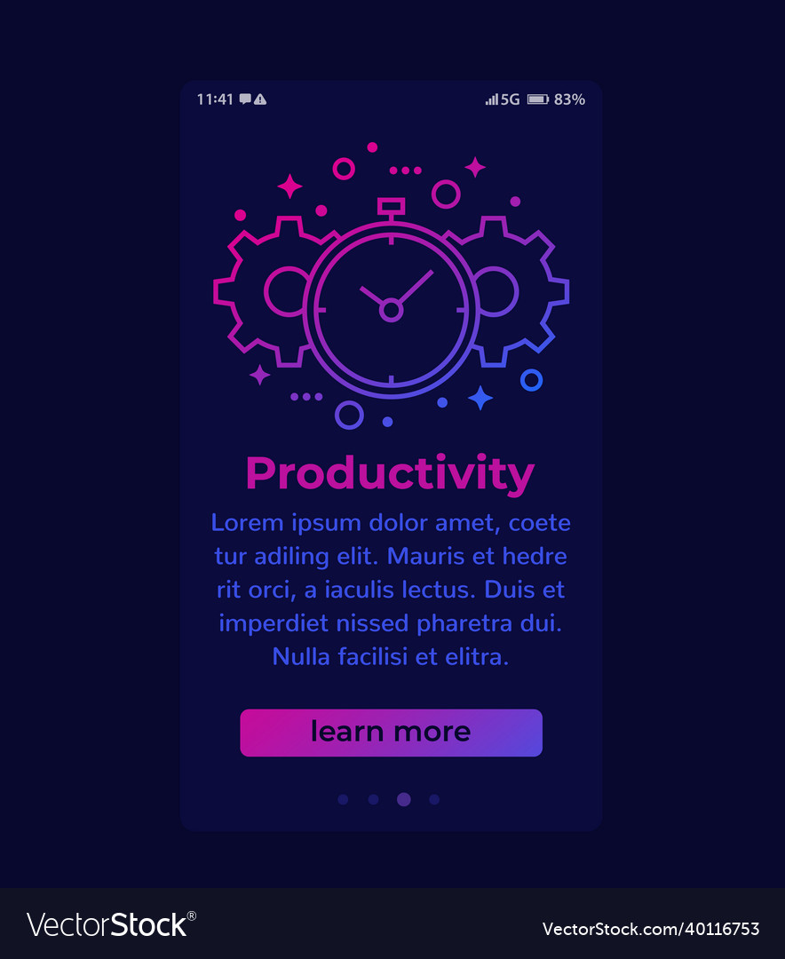 Productivity mobile banner with line icon