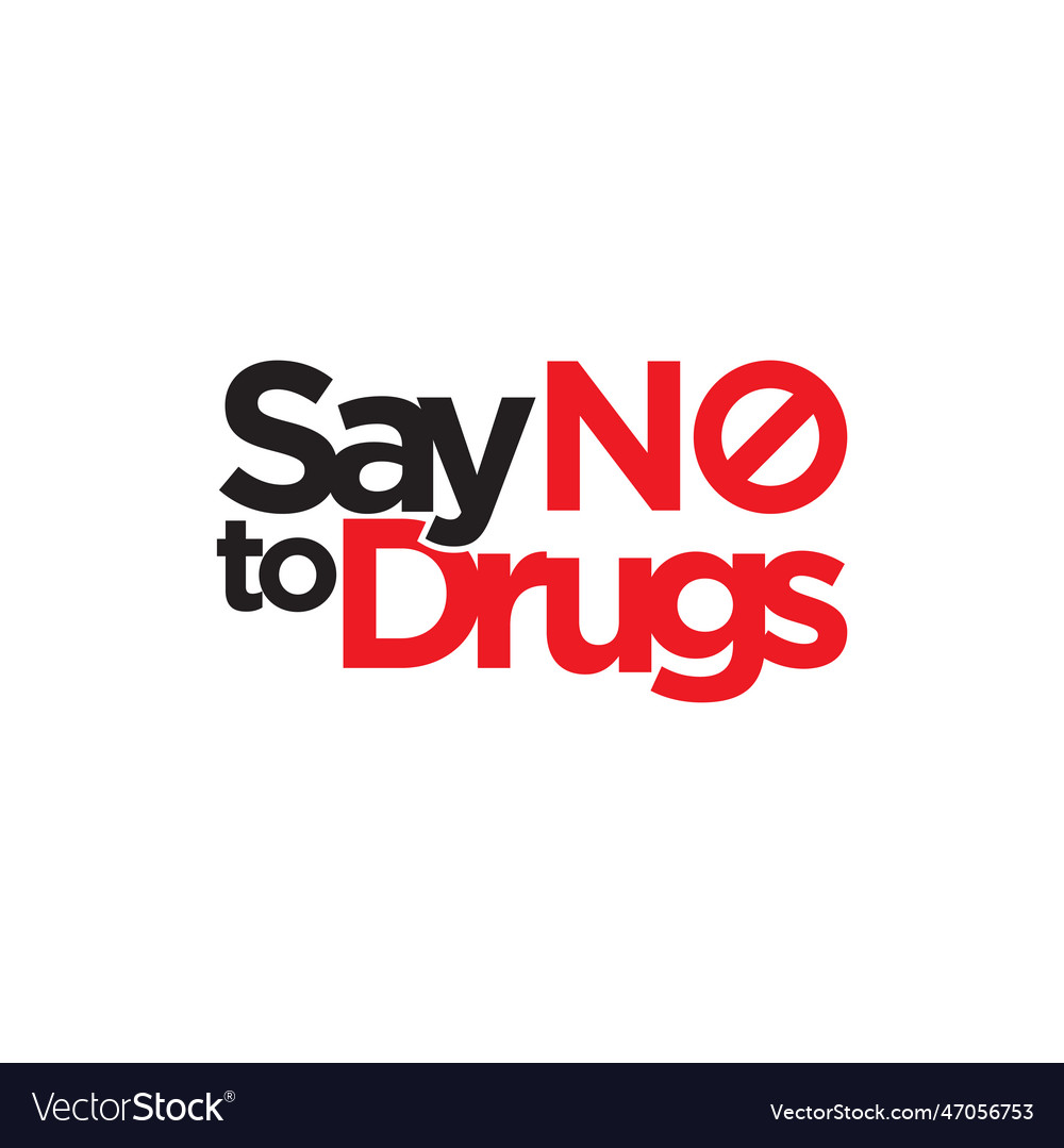 Quote say no to drugs white stop icon Royalty Free Vector