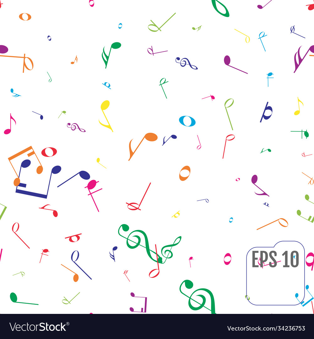 Seamless pattern with colorful music notes