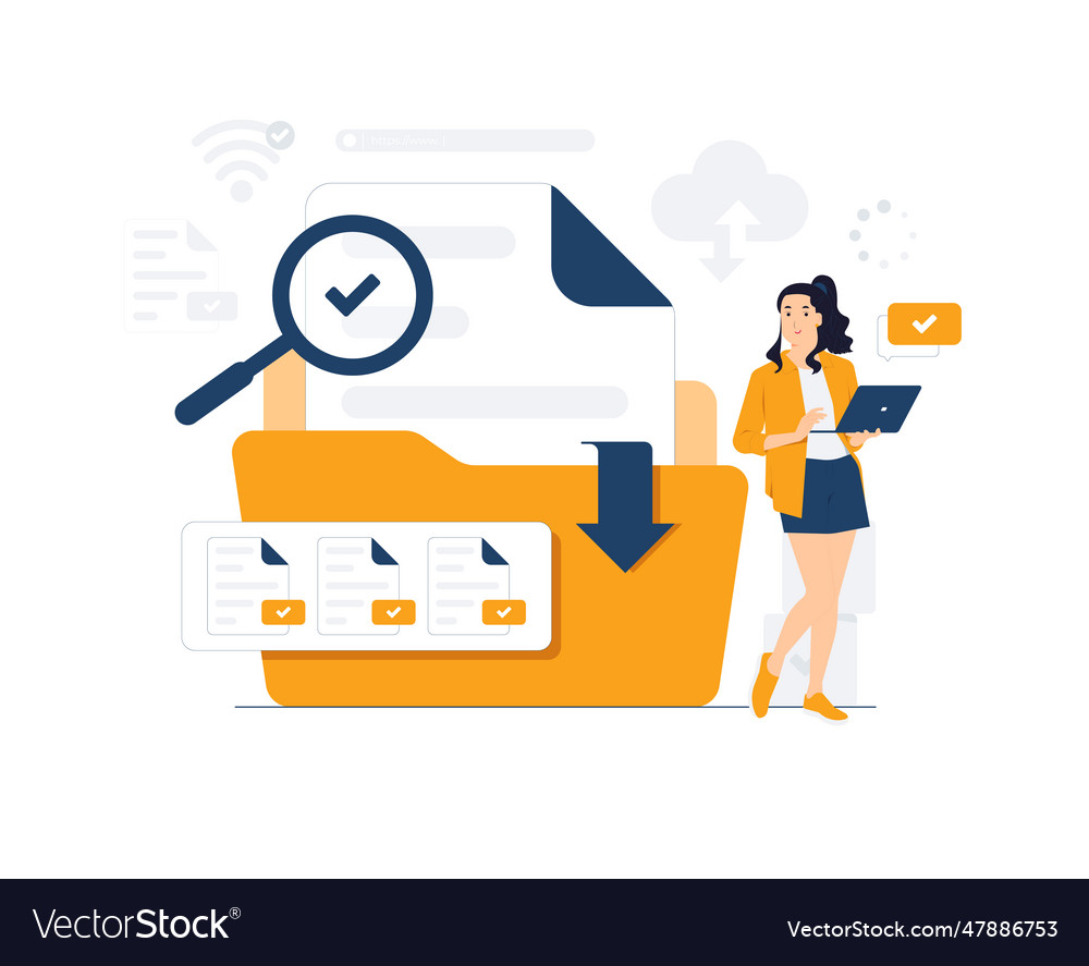 Searching file data storage manager vector image Searching file data storage manager