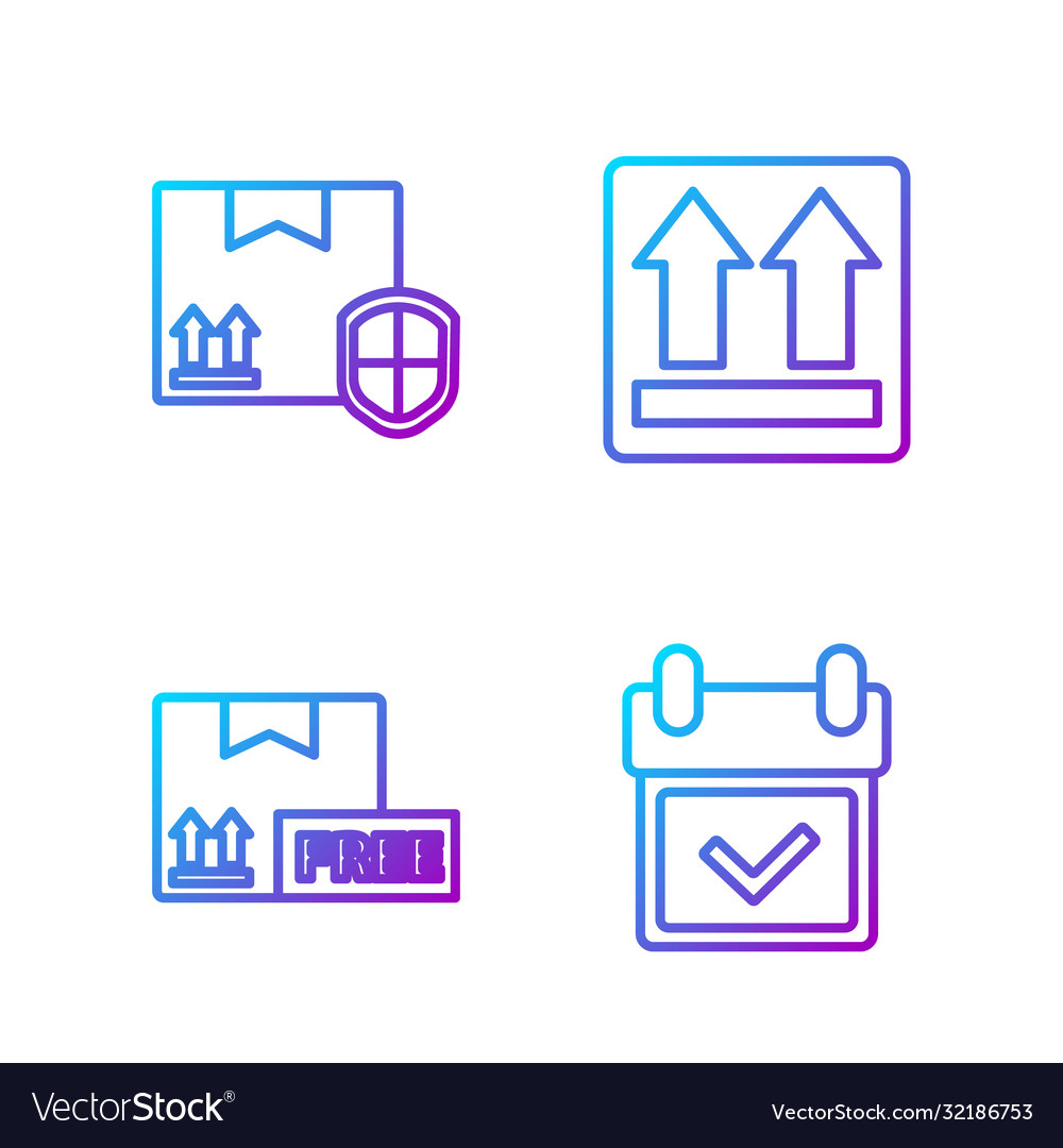 Set line calendar with check mark cardboard box vector image Set line calendar with check mark cardboard box