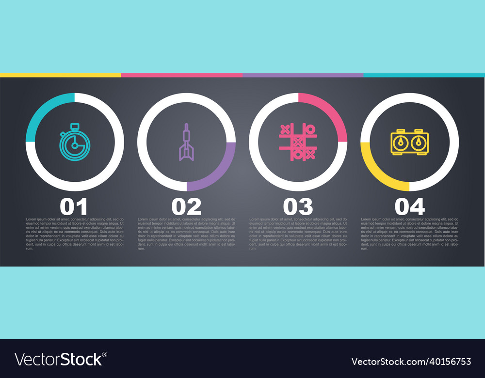 Set line stopwatch dart arrow tic tac toe game Vector Image Set line stopwatch dart arrow tic tac toe game