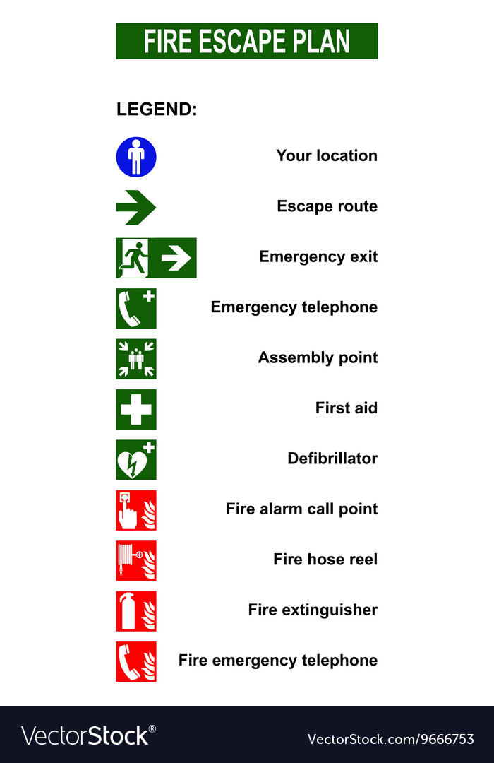 Set Symbols For Fire Escape Evacuation Plans Vector Image