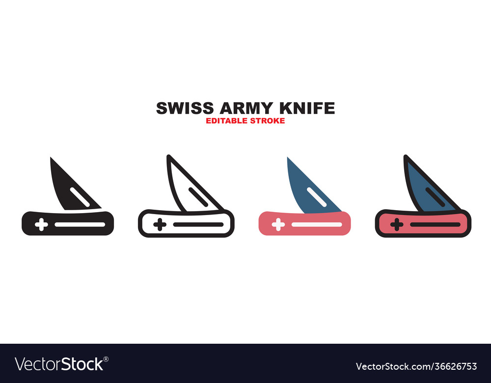 Swiss army knife icon set with different styles
