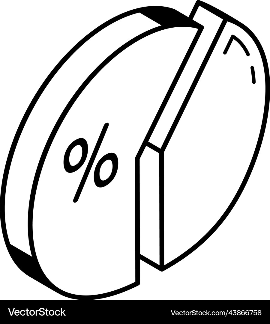A pie chart editable isometric icon Royalty Free Vector