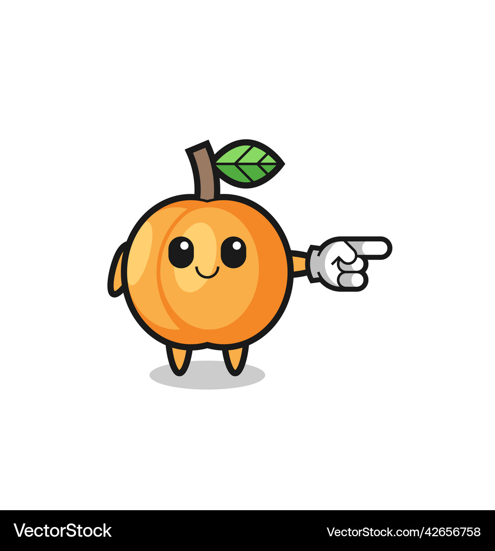 Apricot mascot with pointing right gesture Vector Image