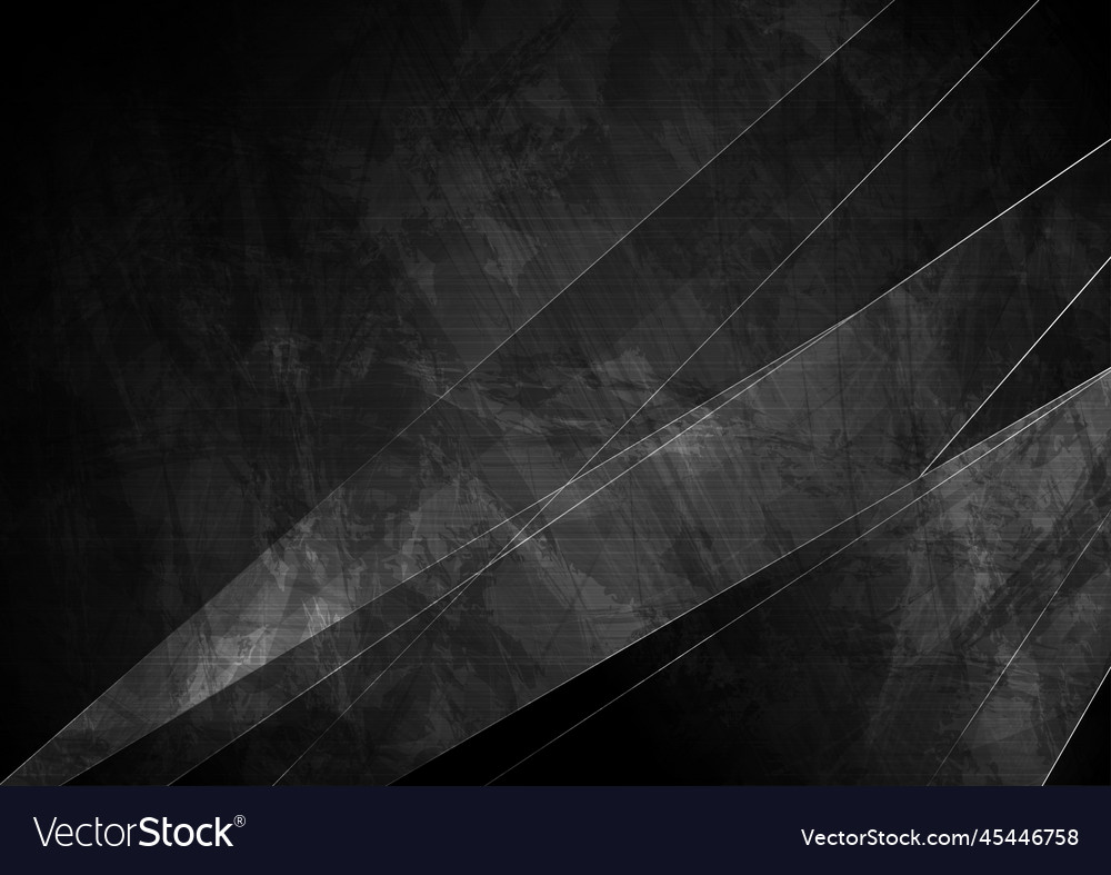 Black grunge geometric background with grey vector image Black grunge geometric background with grey