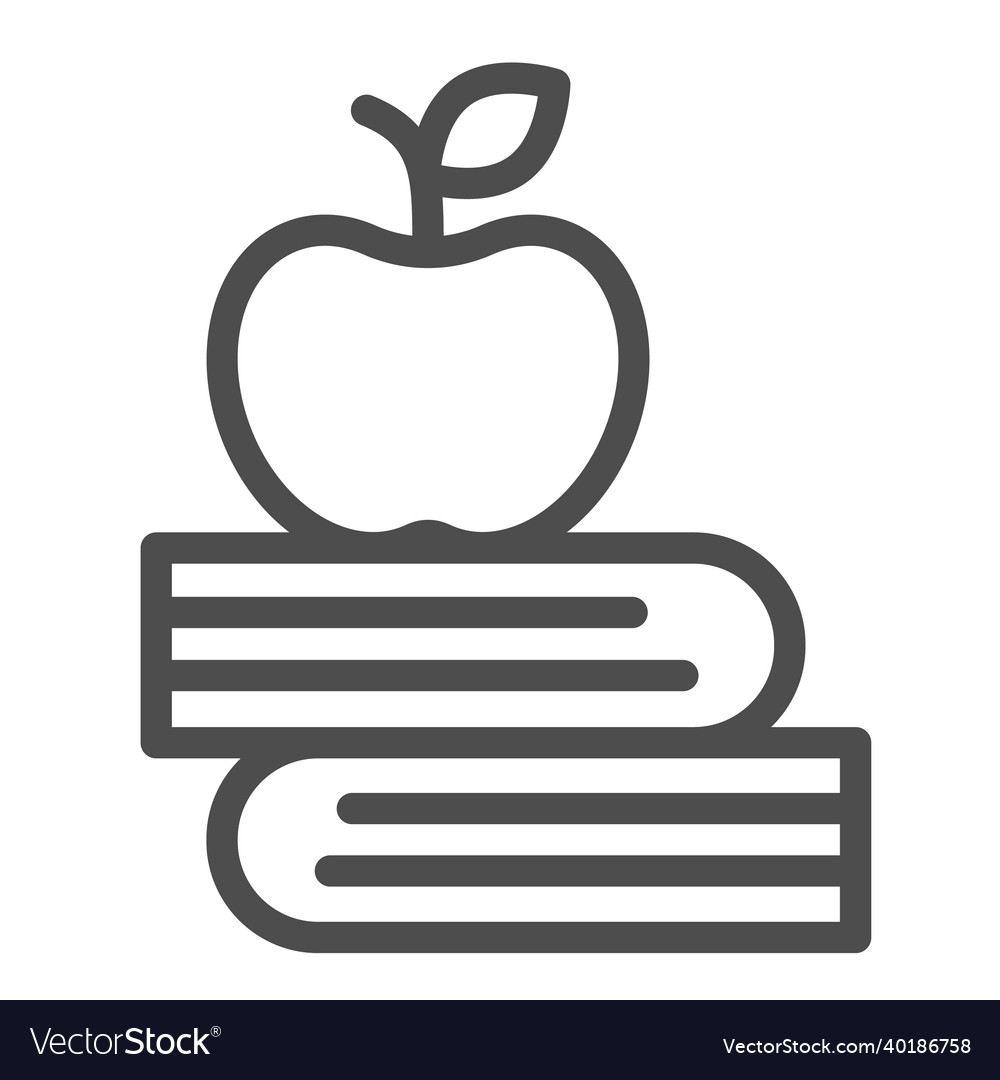 Book stack and apple knowledge study learn line vector image Book stack and apple knowledge study learn line