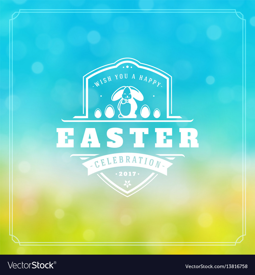 Easter greeting card text template and badge Vector Image