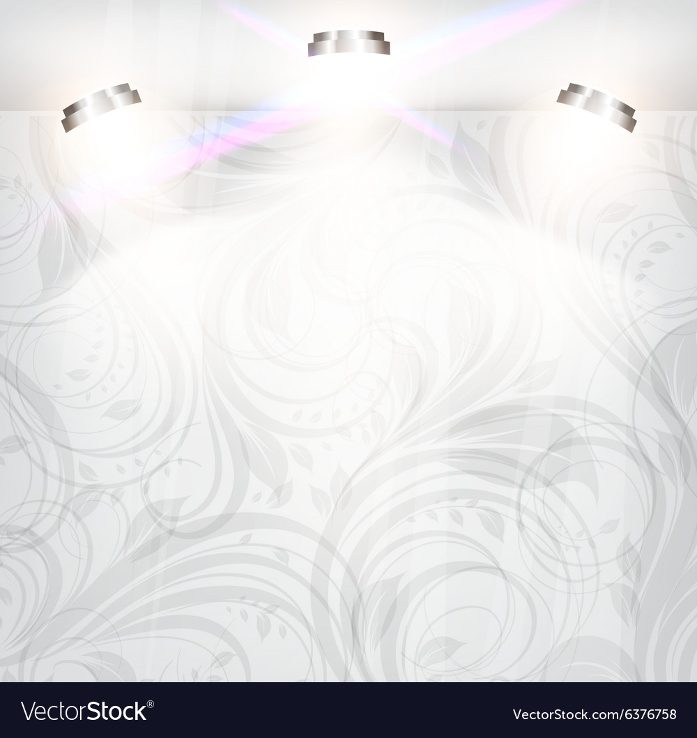 Empty storefront with floral seamless background