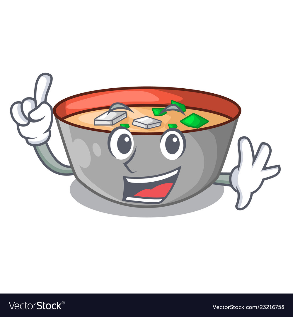 Finger delicious meal of miso soup cartoon Vector Image Finger delicious meal of miso soup cartoon Vector Image