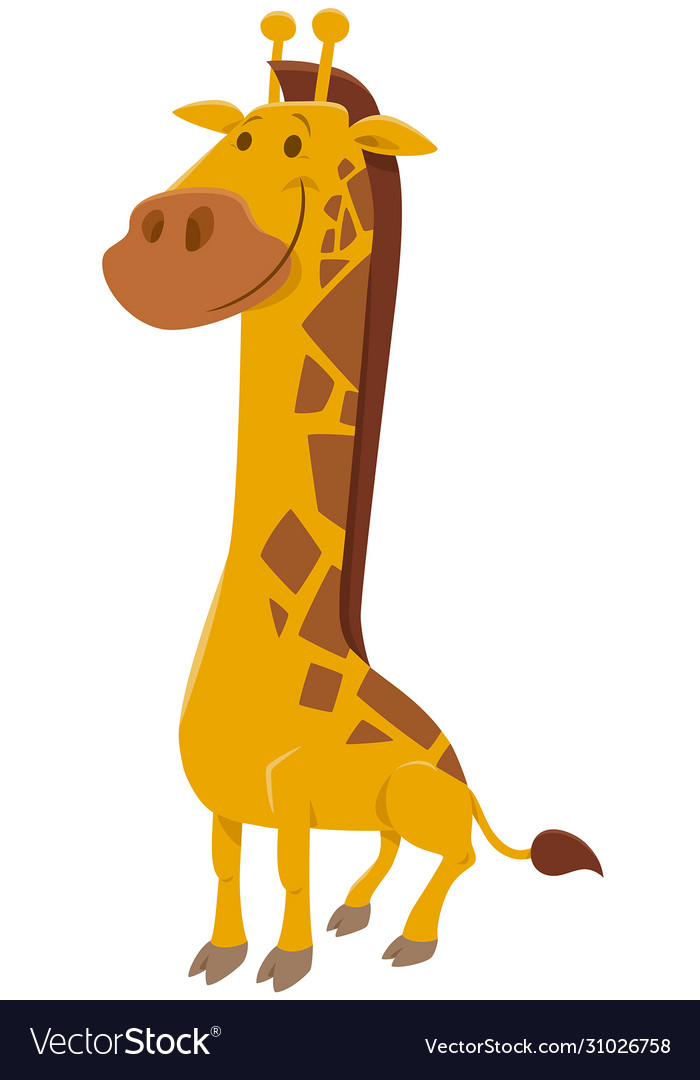 Funny giraffe animal character cartoon Royalty Free Vector