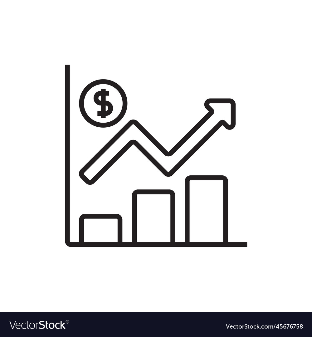 Graph fintech startup icon with black Royalty Free Vector