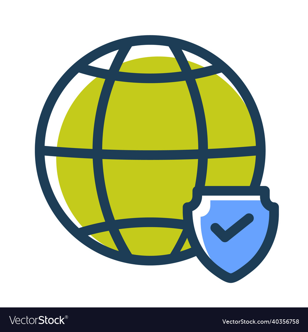 Internet security globe with shield single vector image Internet security globe with shield single