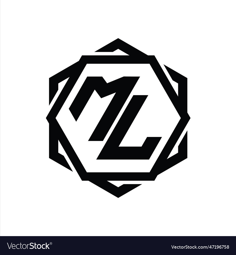 Ml logo monogram hexagon shape with geometric