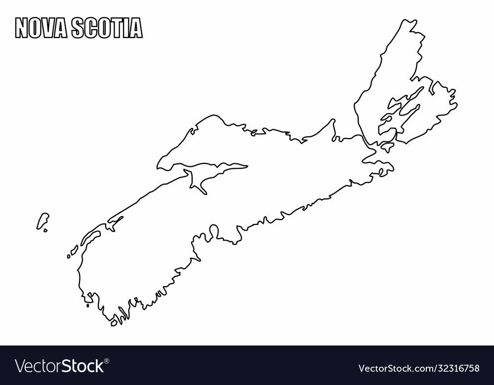 Nova scotia province outline map Royalty Free Vector Image