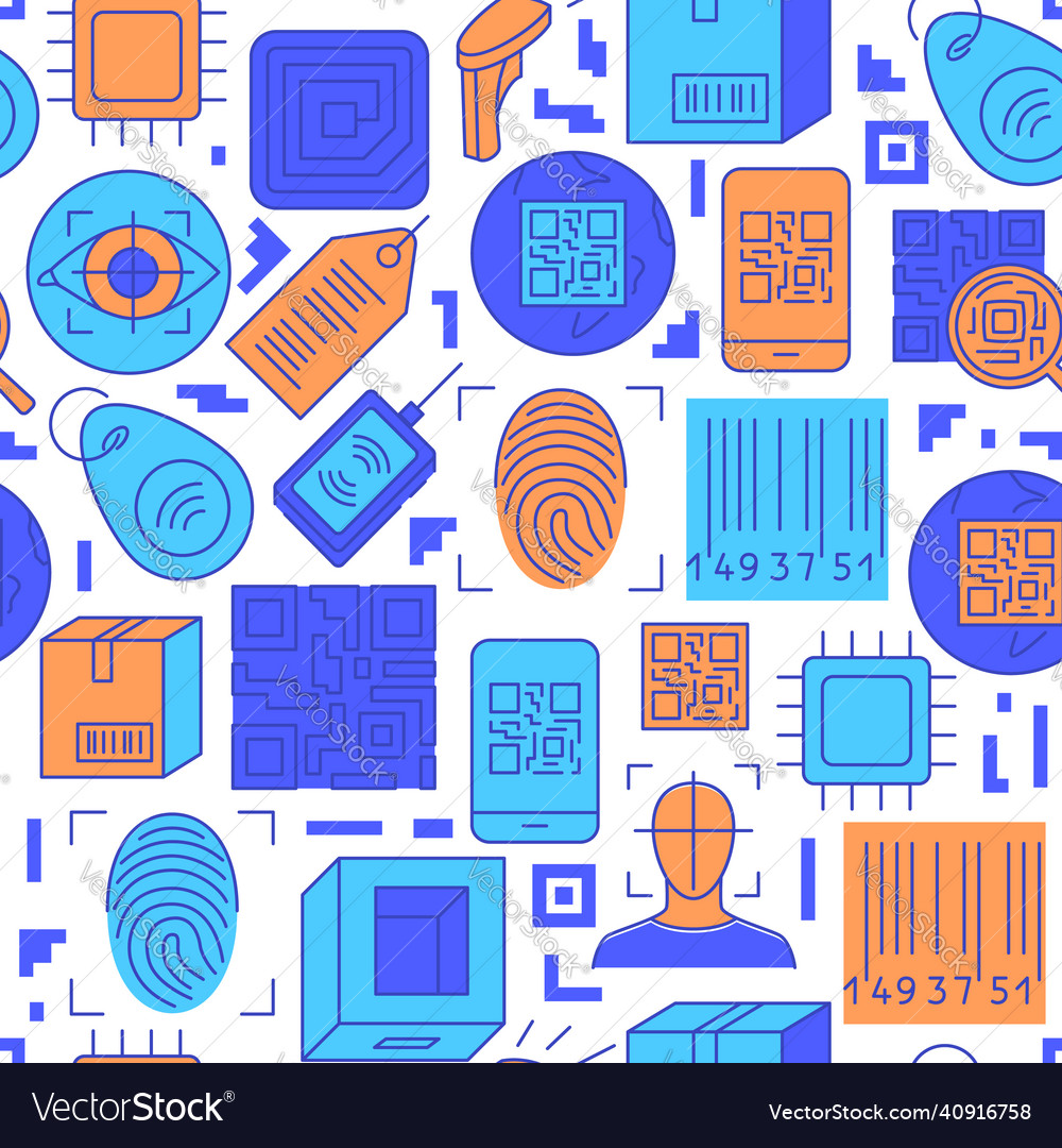 Qr code and barcode seamless pattern vector image Qr code and barcode seamless pattern