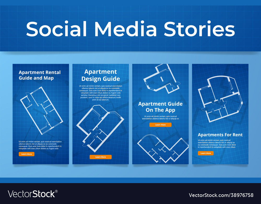 Set apartment design guide poster social media Vector Image