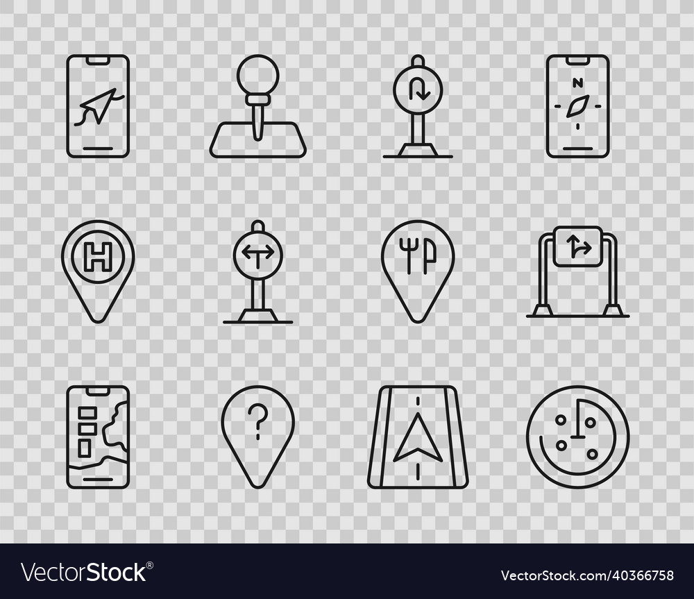 Set line city map navigation radar with targets
