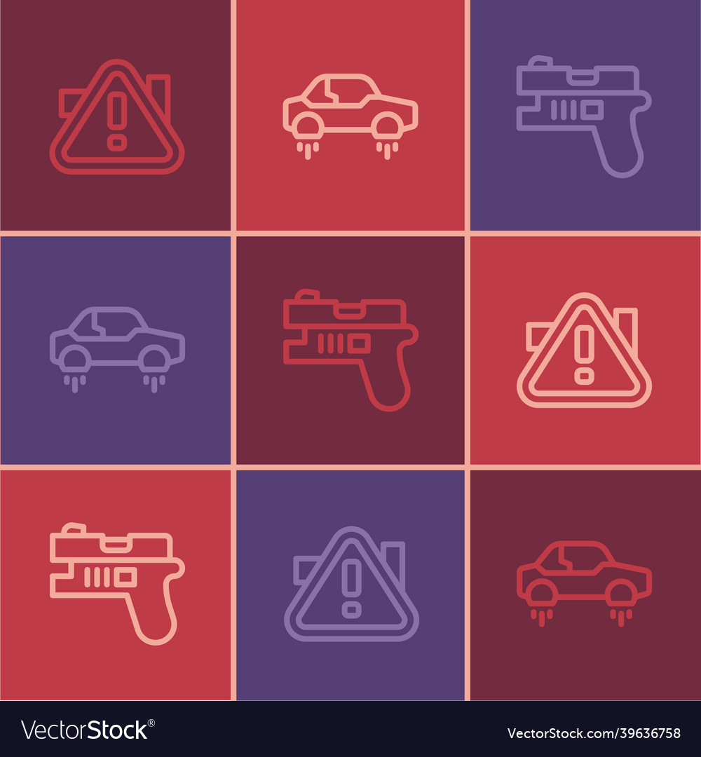 Set line exclamation mark in triangle futuristic vector image Set line exclamation mark in triangle futuristic