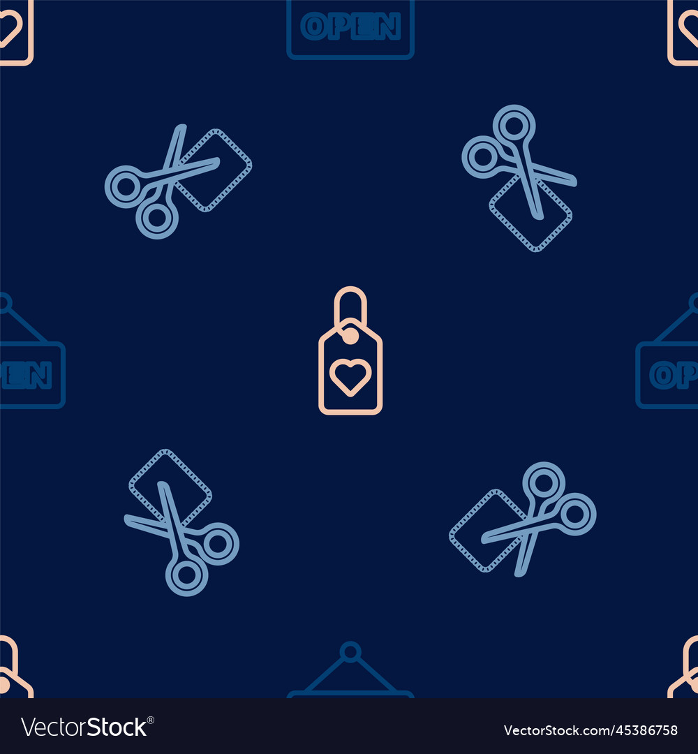 Set line hanging sign with text open scissors vector image Set line hanging sign with text open scissors
