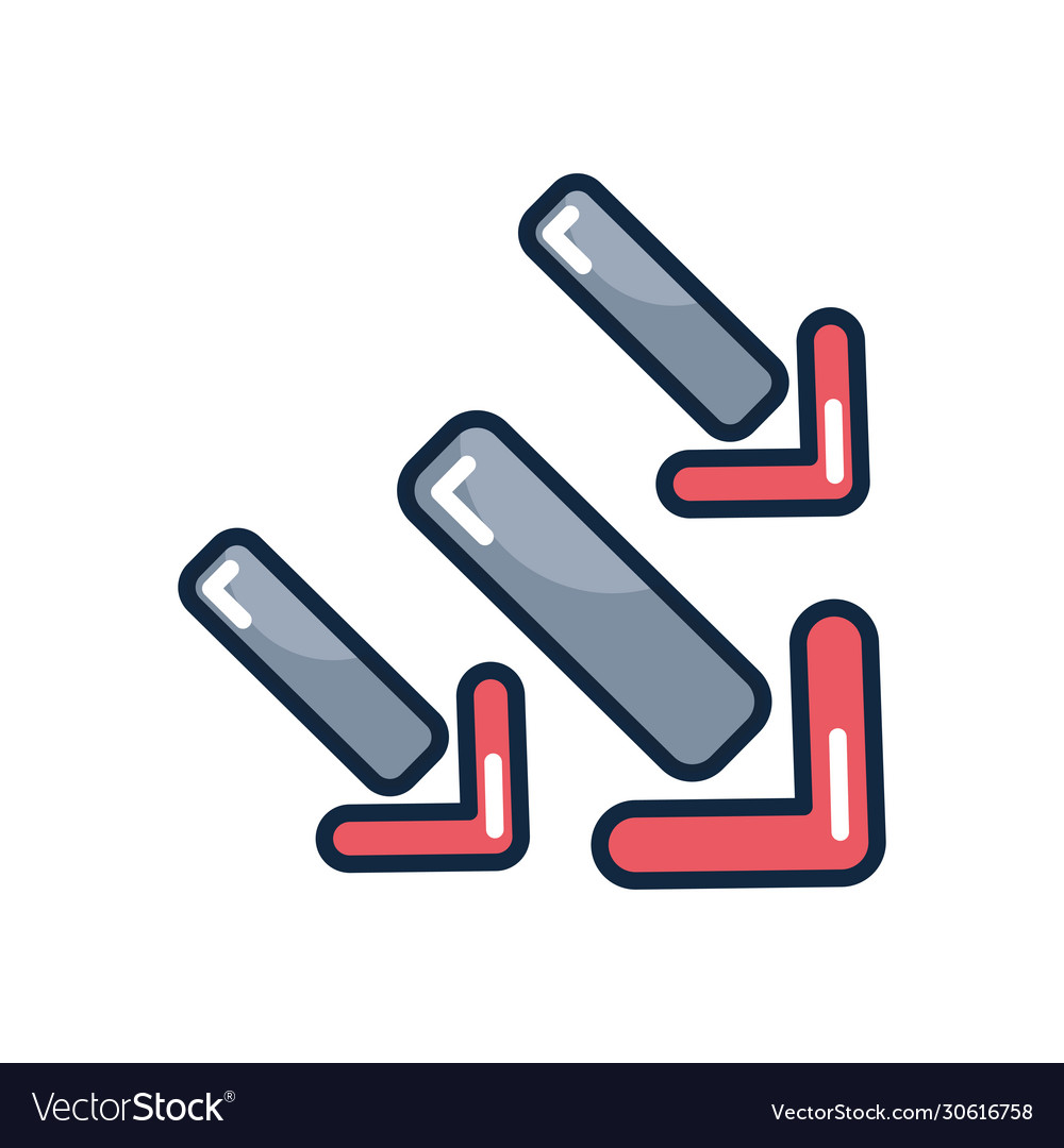Three arrows down icon line color style