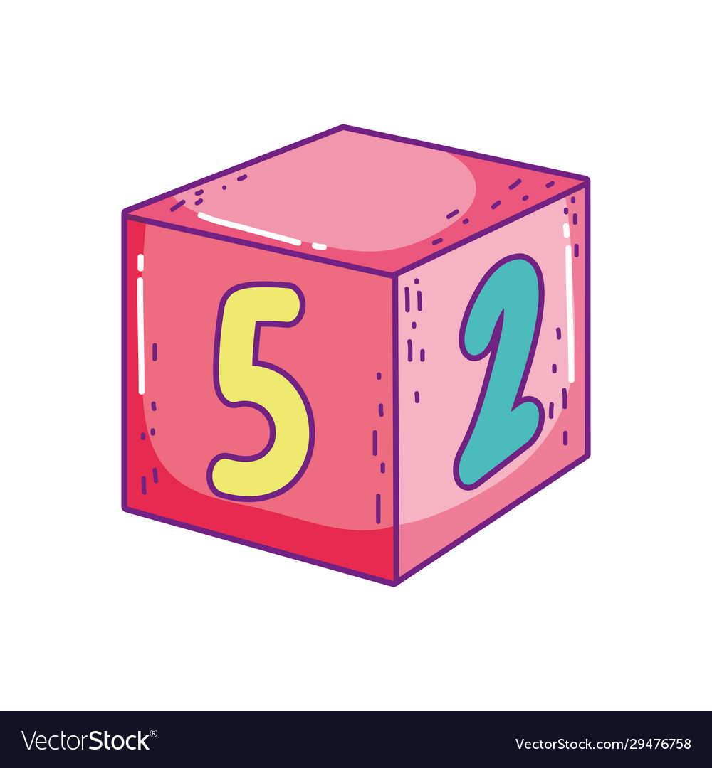 Toy cube number block learn icon vector image Toy cube number block learn icon