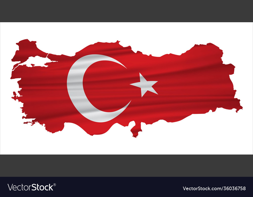 Turkey map with flag