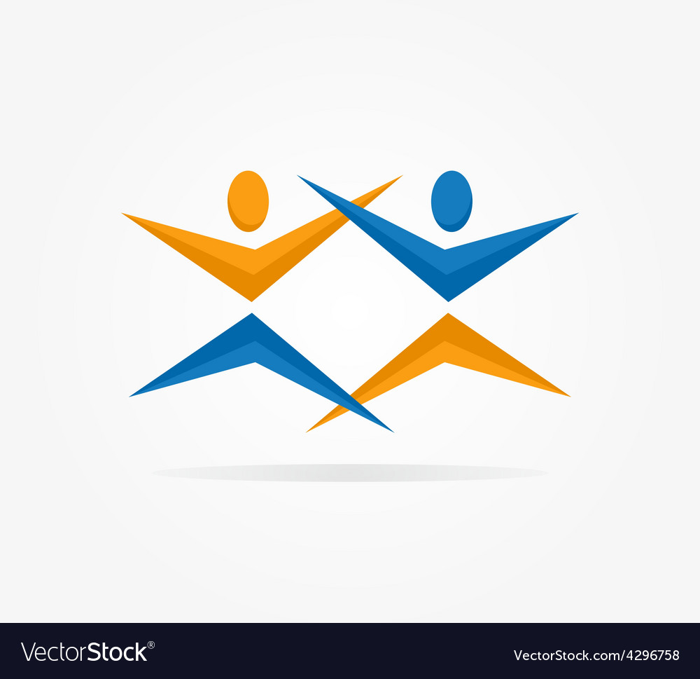 Two people silhouettes reaching up logo