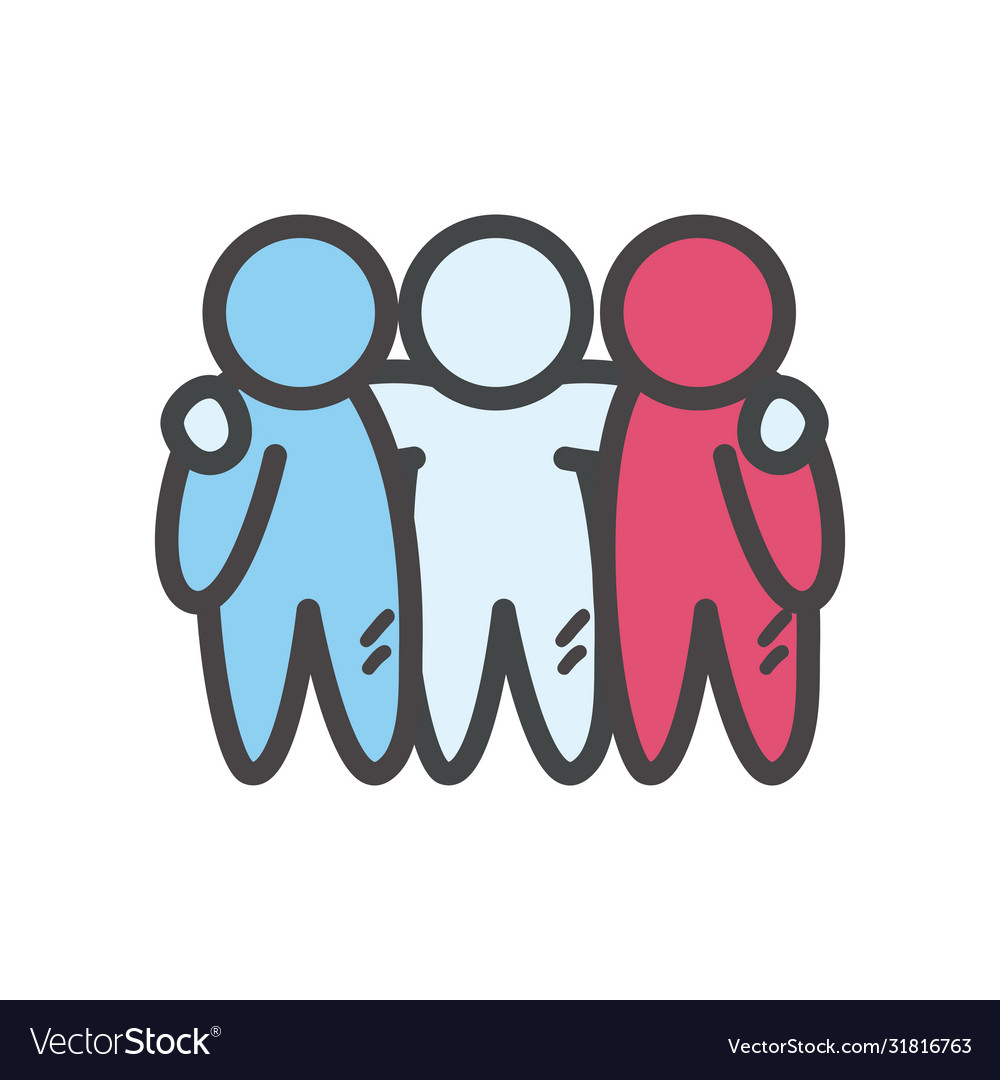 Avatars persons friends hugging line and fill Vector Image