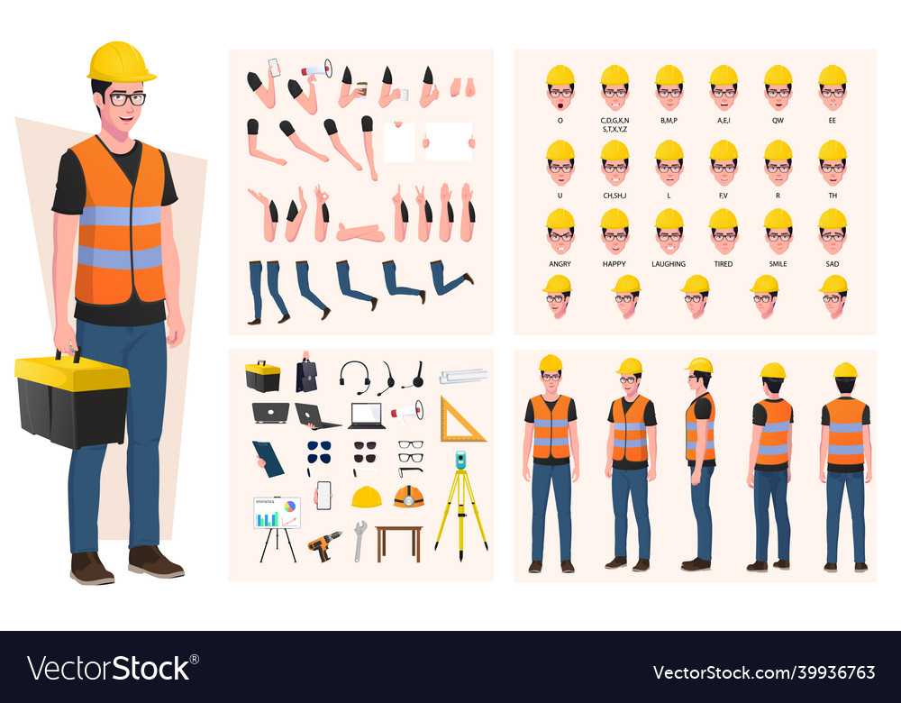 Construction worker engineer character creation