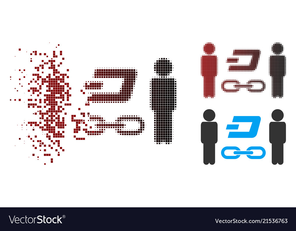 Destructed pixel halftone people dash blockchain vector image Destructed pixel halftone people dash blockchain