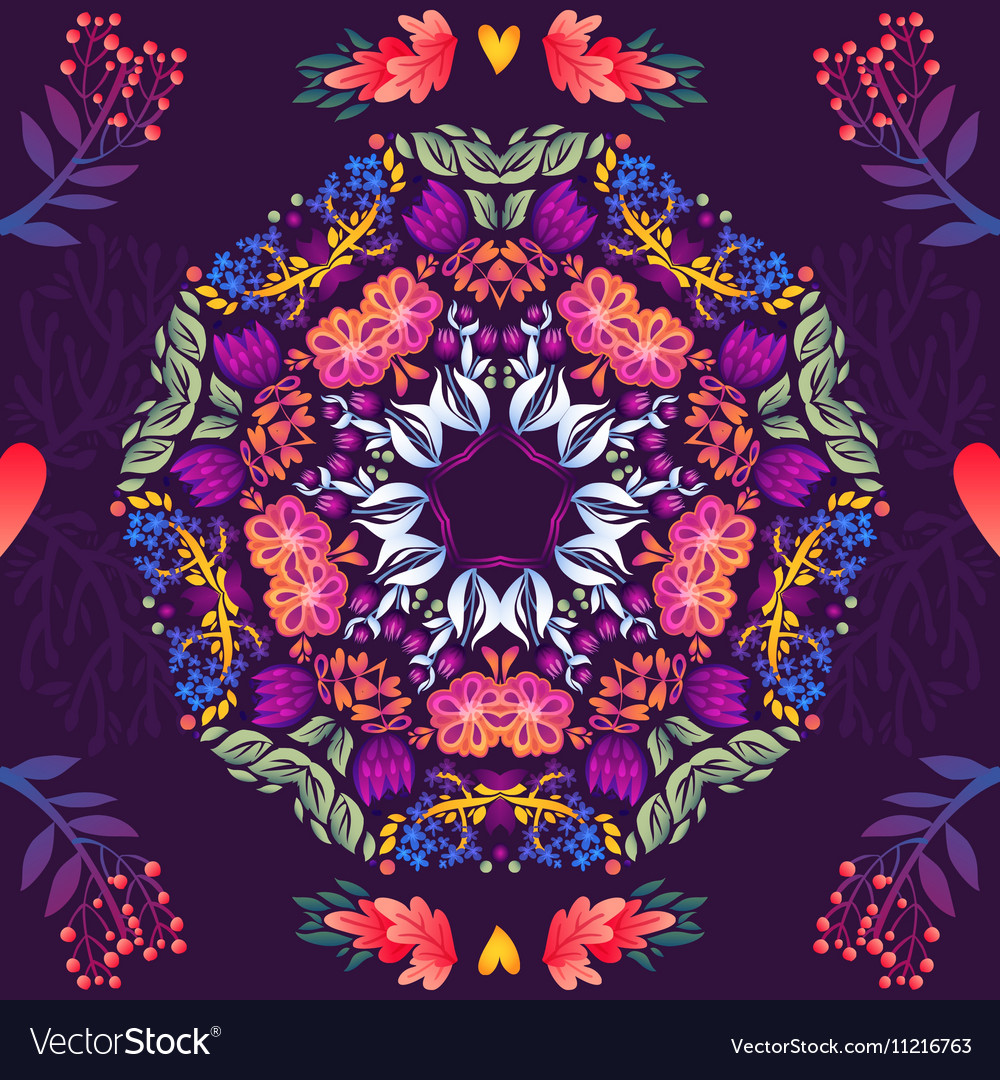 Flowers seamless round pattern decorative