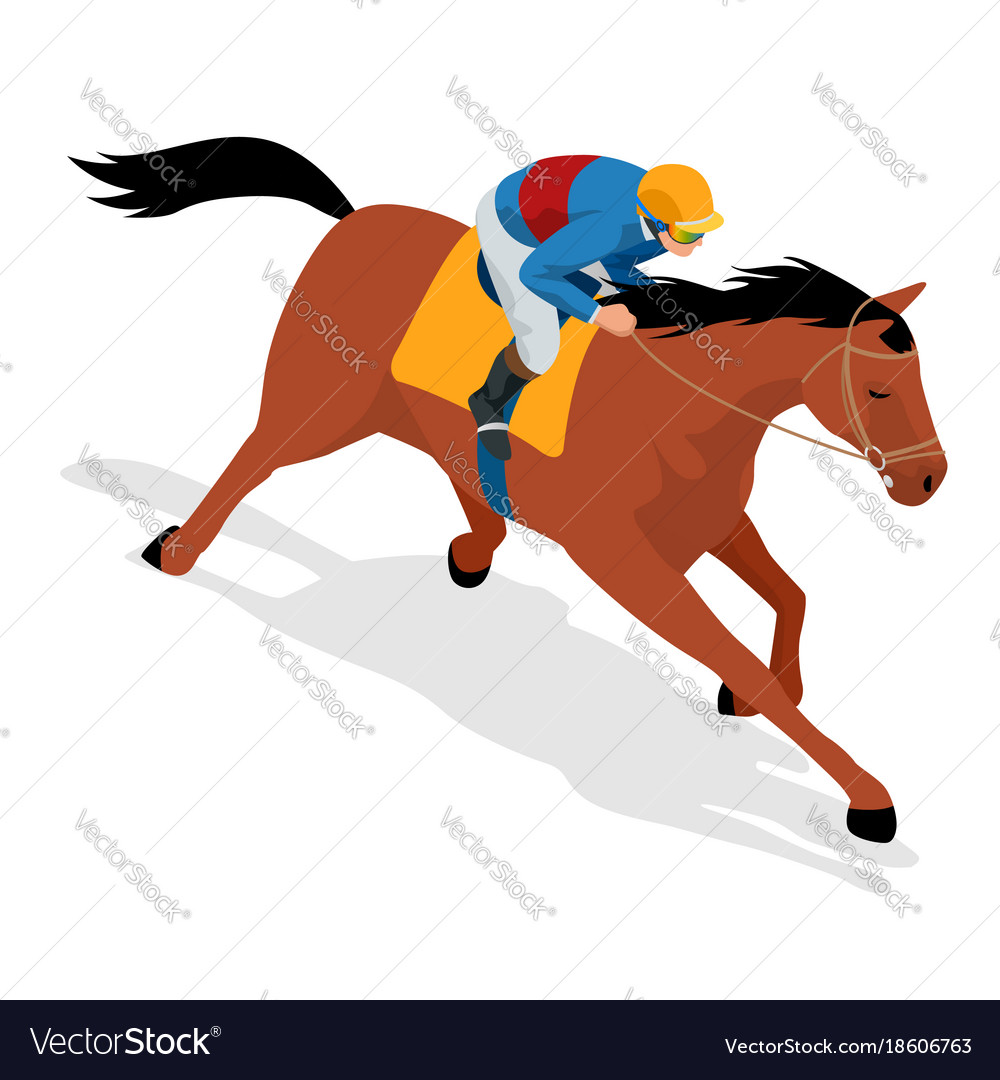 Isometric jockey on horse champion horse riding Vector Image