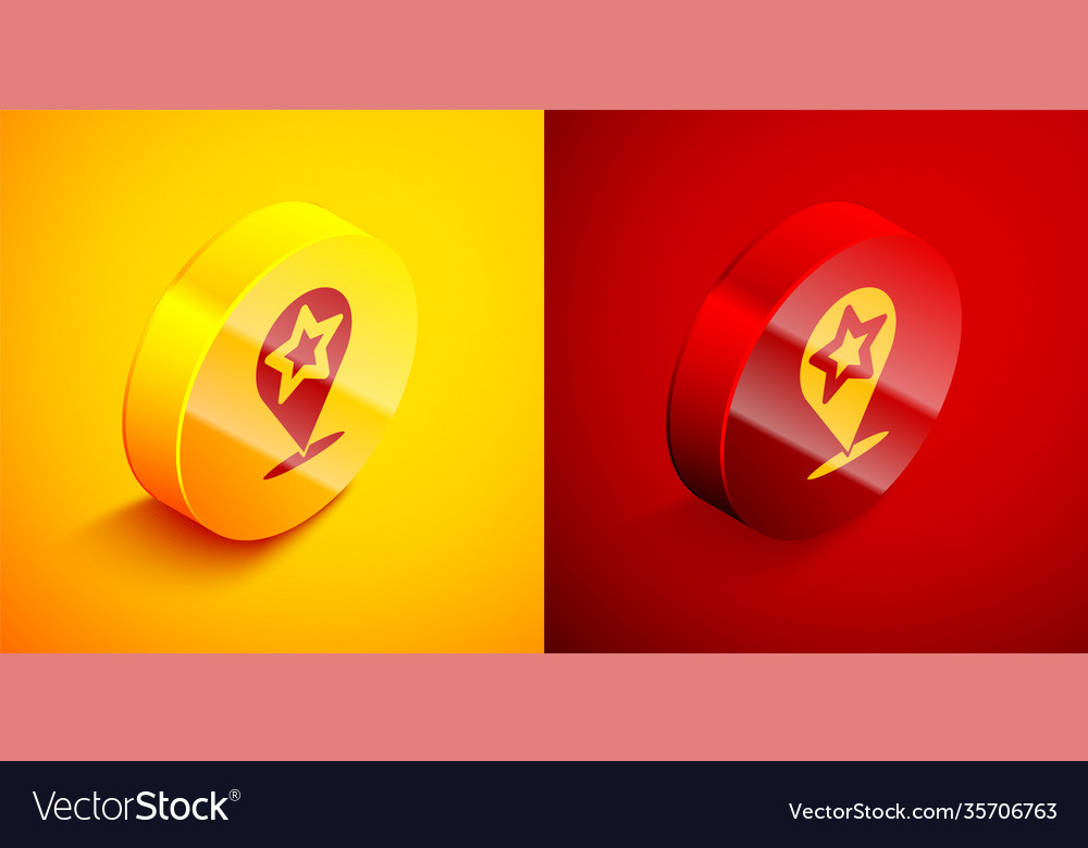 Isometric map pointer with star icon isolated vector image Isometric map pointer with star icon isolated