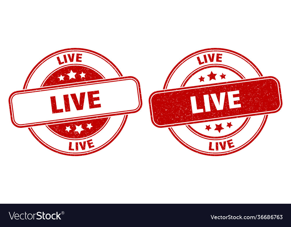 Live stamp label round grunge sign