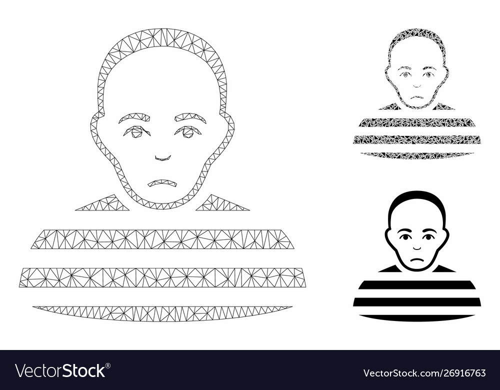 Prisoner mesh 2d model and triangle mosaic vector image Prisoner mesh 2d model and triangle mosaic