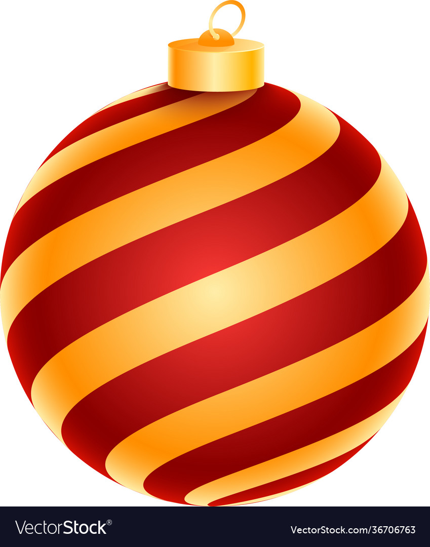 Realistic bauble element in red and golden color