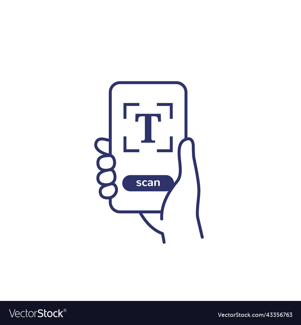 Text Scan Icon With A Smart Phone Royalty Free Vector Image