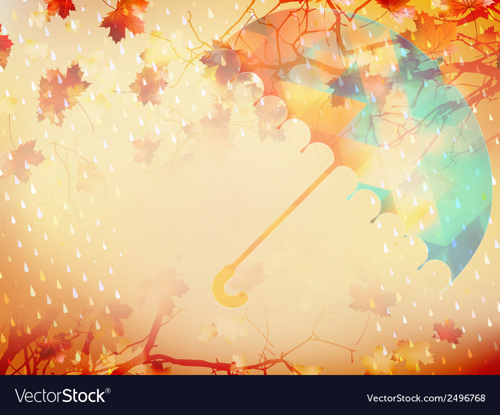 Autumn background with umbrella and leaves eps 10