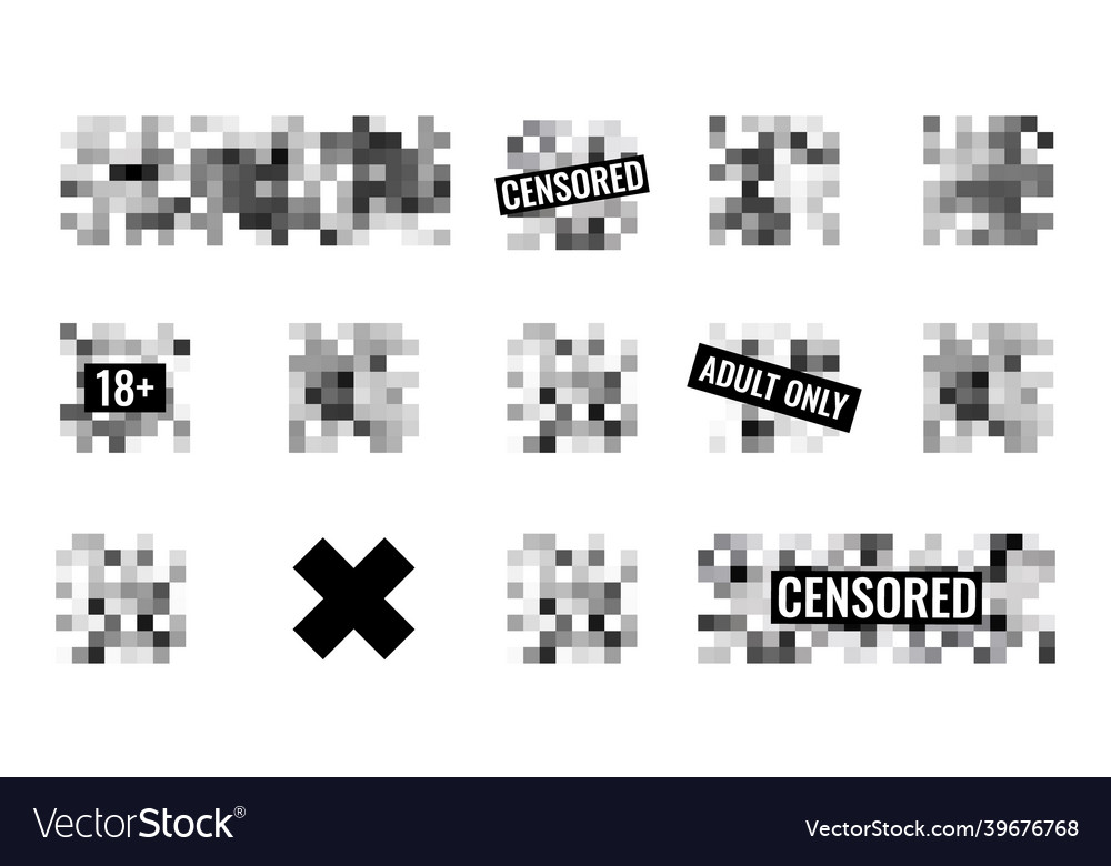 Censored pixel sign flat style design