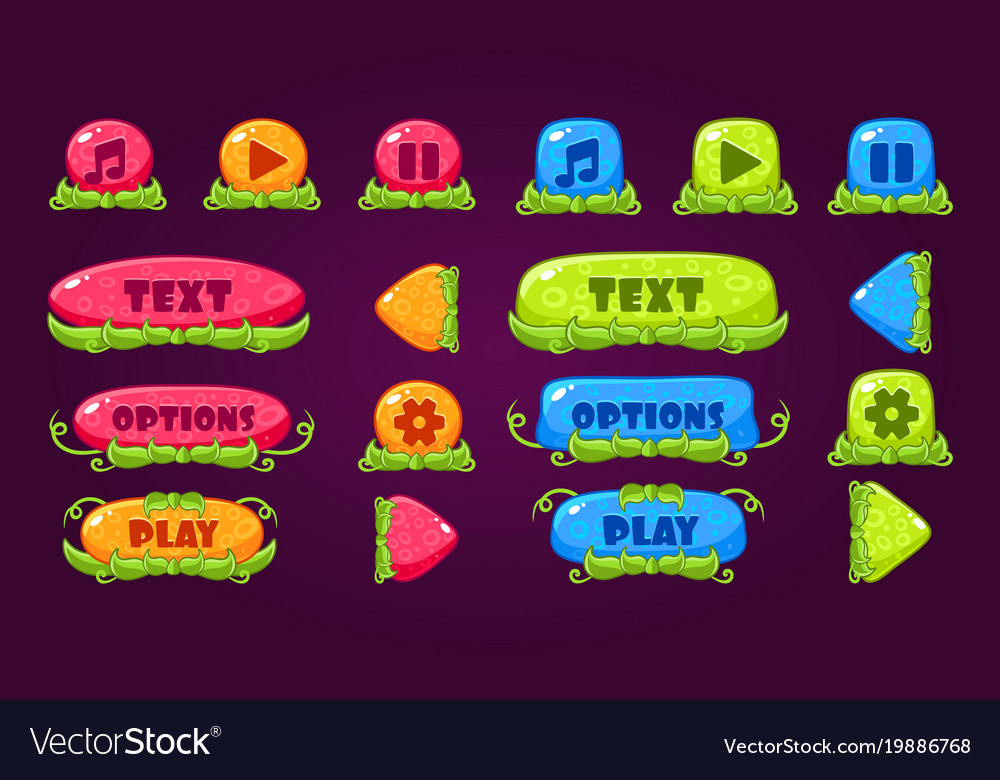 Colorful set of various buttons for computer game