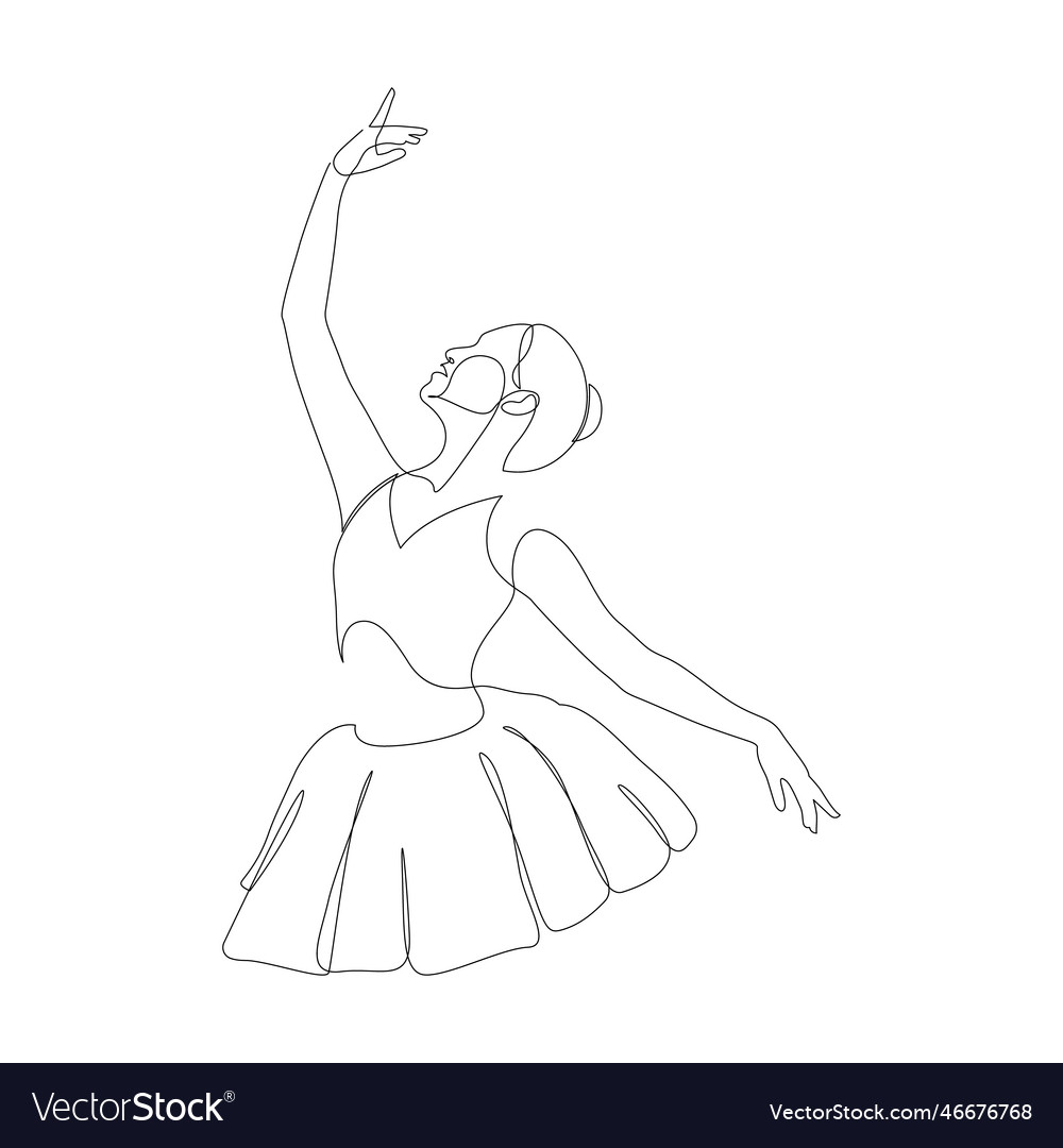 Continuous line drawing of ballerina in motion