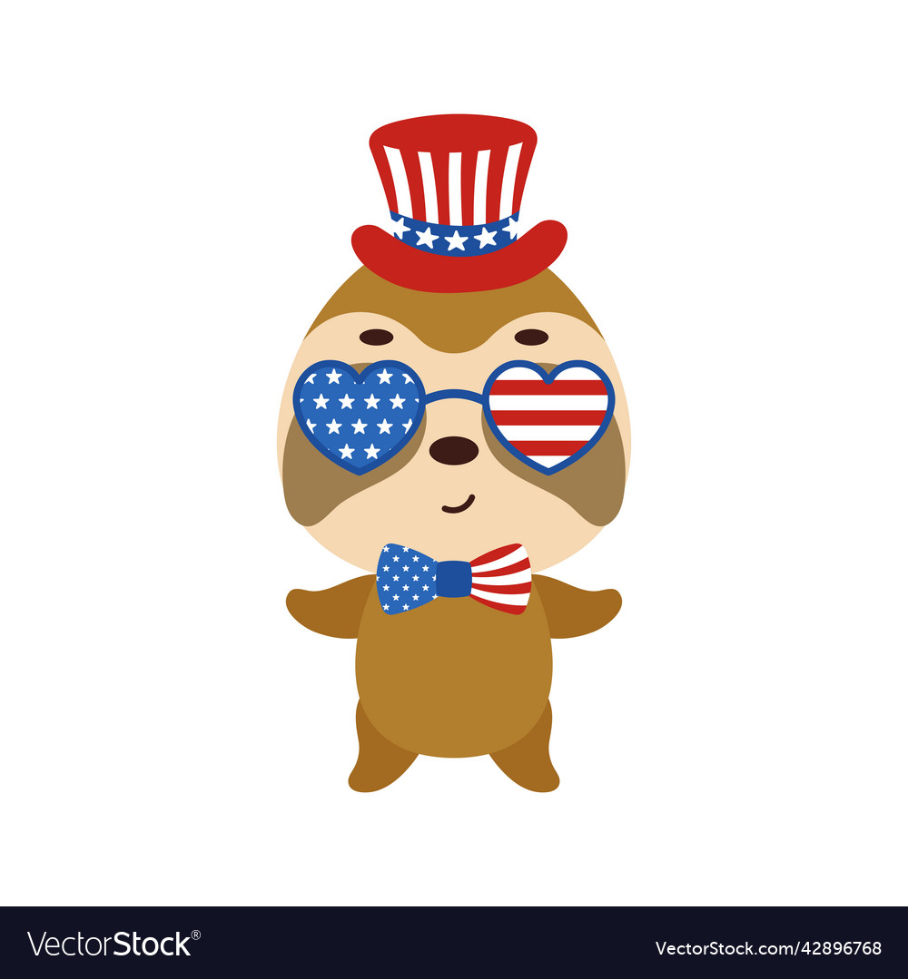 Cute little sloth in usa patriotic hat