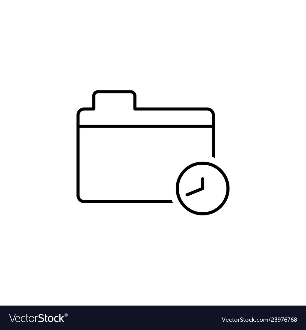 Date file time folder outline icon signs vector image Date file time folder outline icon signs