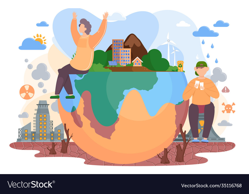 Earth is suffers from human activity the planet Vector Image