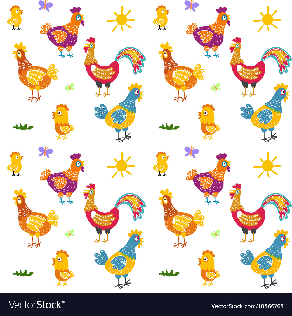 Easter seamless pattern with hen and nest